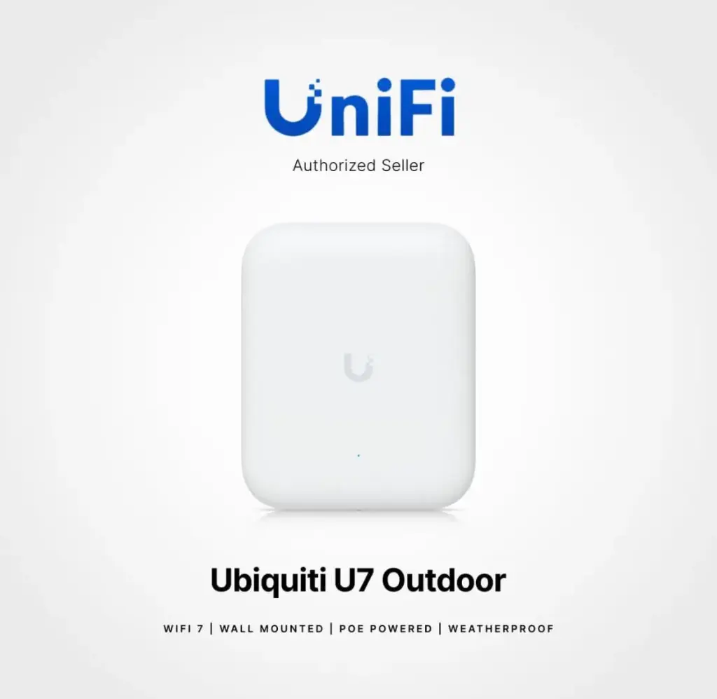 Ubiquiti UniFi U7 Outdoor — Point d’accès Wi‑Fi 7 extérieur, antenne directionnelle intégrée + antennes omni externes, 2.5 GbE, PoE+